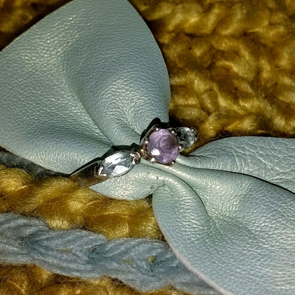 VINTAGE STERLING SILVER AMETHYST BLUE TOPAZ RING